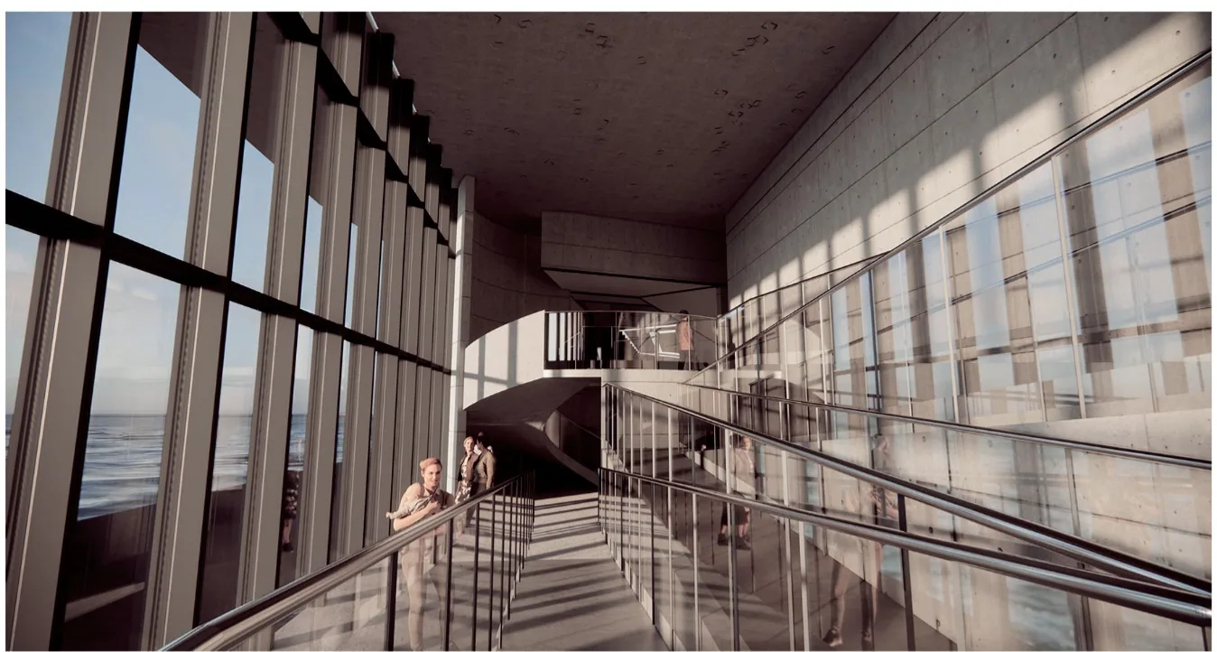 Actin: From the underwater market, looking toward the entrance space