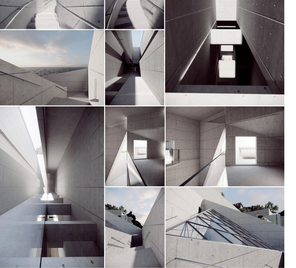 Actin: Route 6: museum entrance (on the cliff), the museum's triangular courtyard hub, museum front desk (2/3)