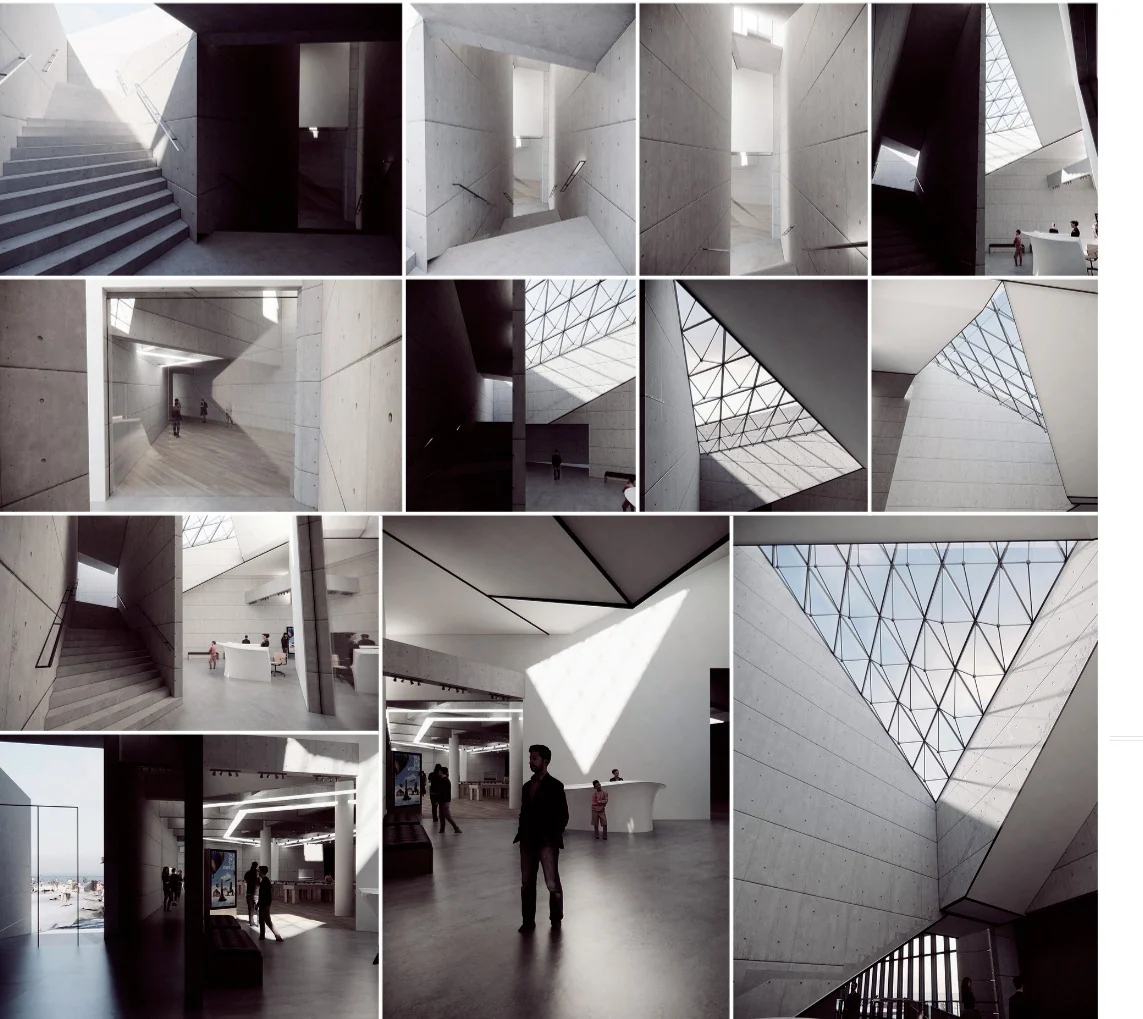 Actin: Route 6: museum entrance (on the cliff), the museum's triangular courtyard hub, museum front desk (3/3)