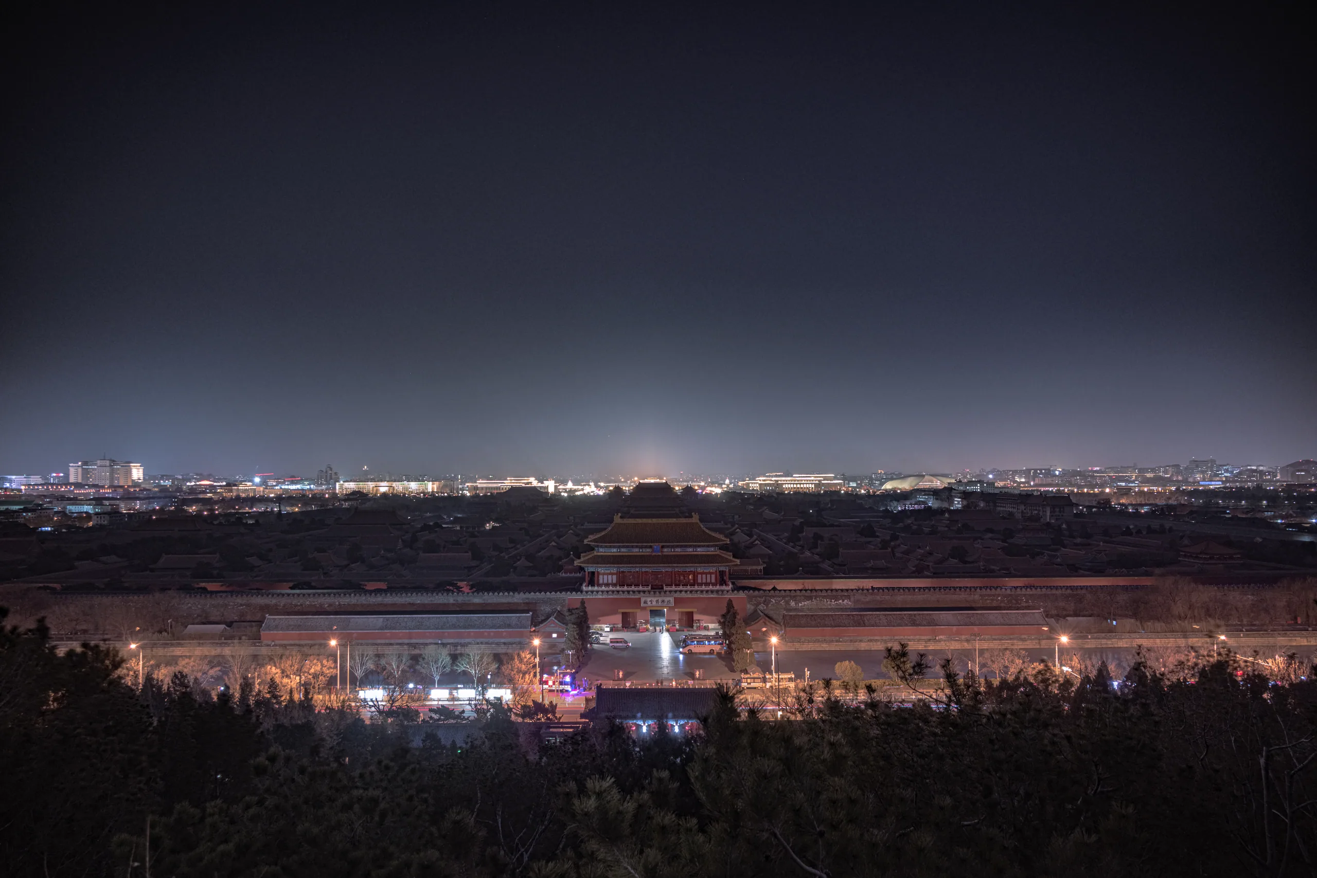 Beijing: The Forbidden City at night, from Jingshan