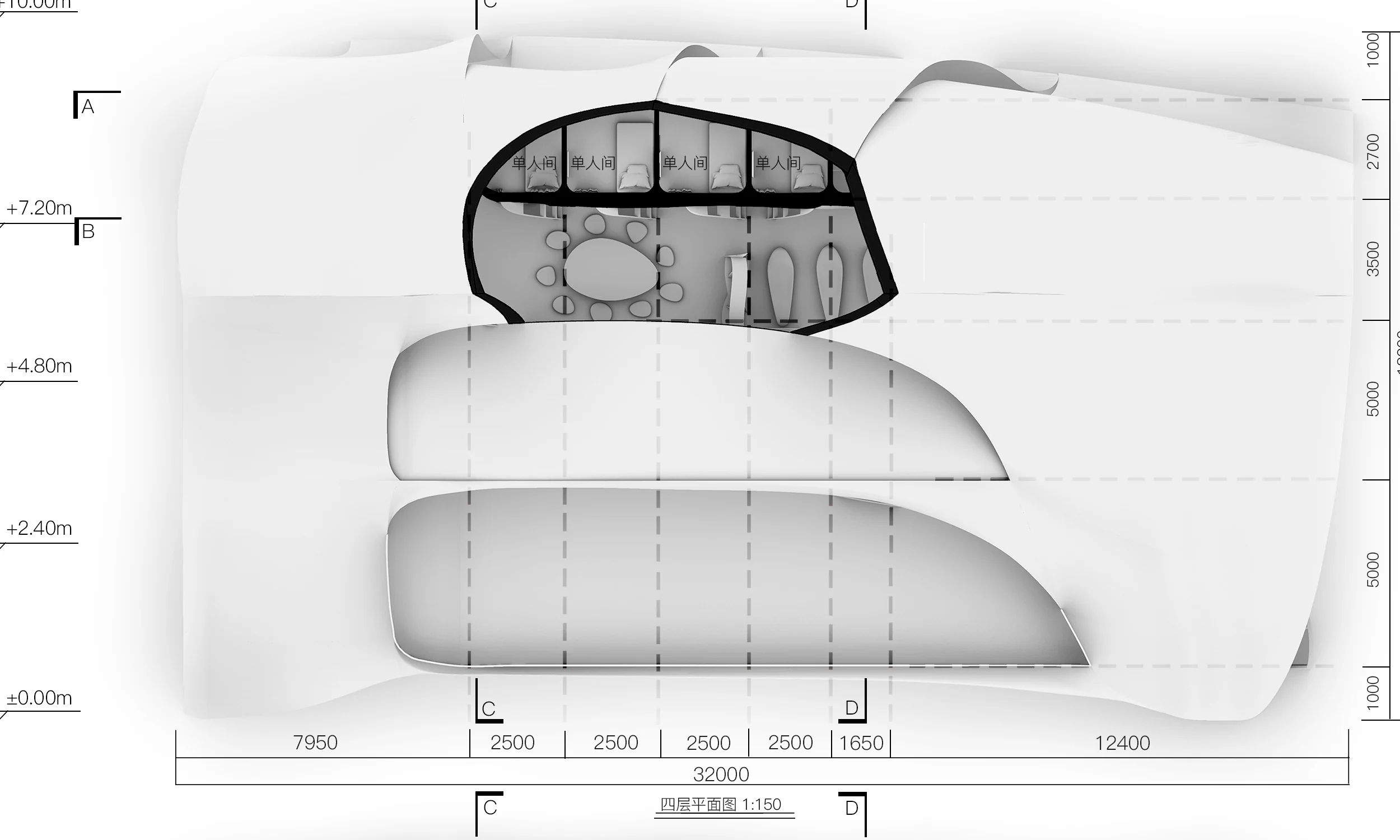 Cavin: Fourth floor plan 1:150