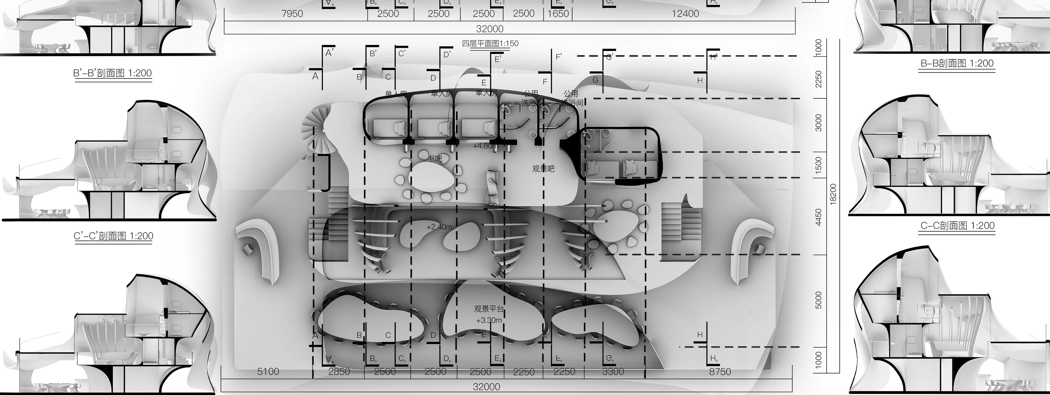 Cavin: Plan and sections, third floor