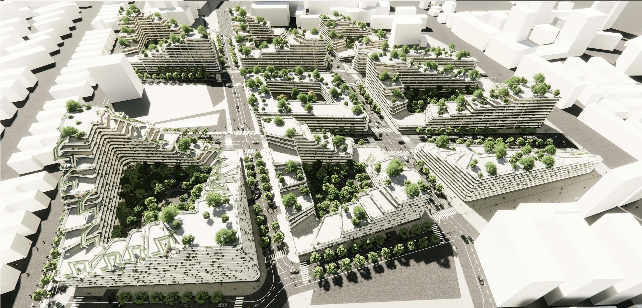 Communitin: Aerial view of the courtyard blocks