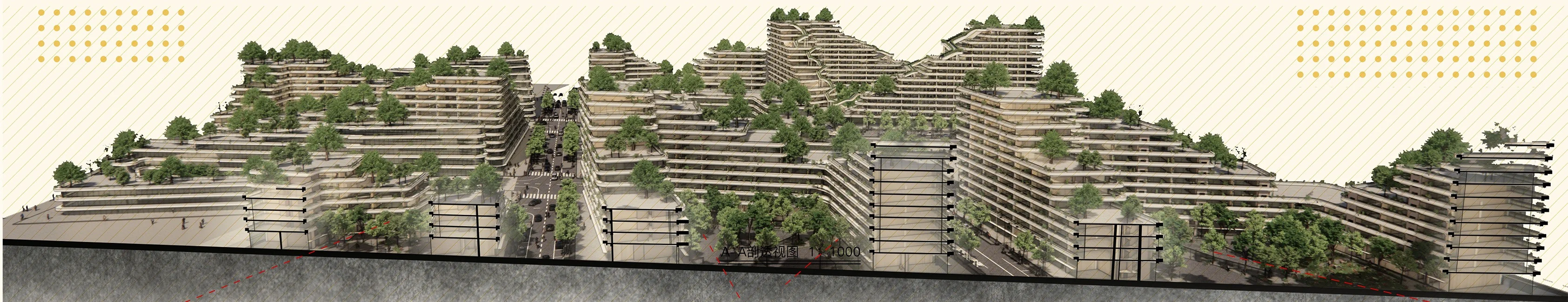 Communitin: Section A-A in perspective, 1:1000