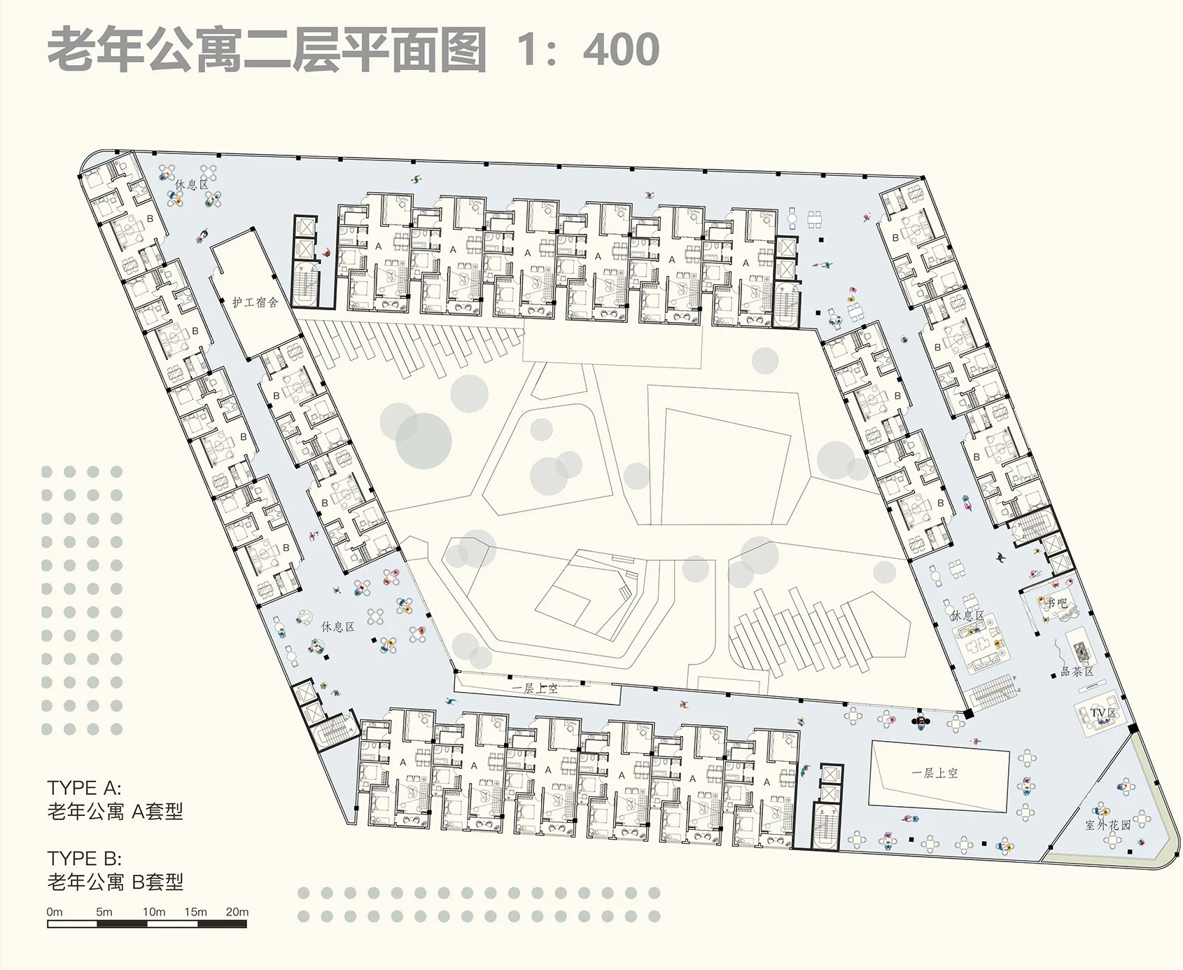 Communitin: Second-floor plan, 1:400