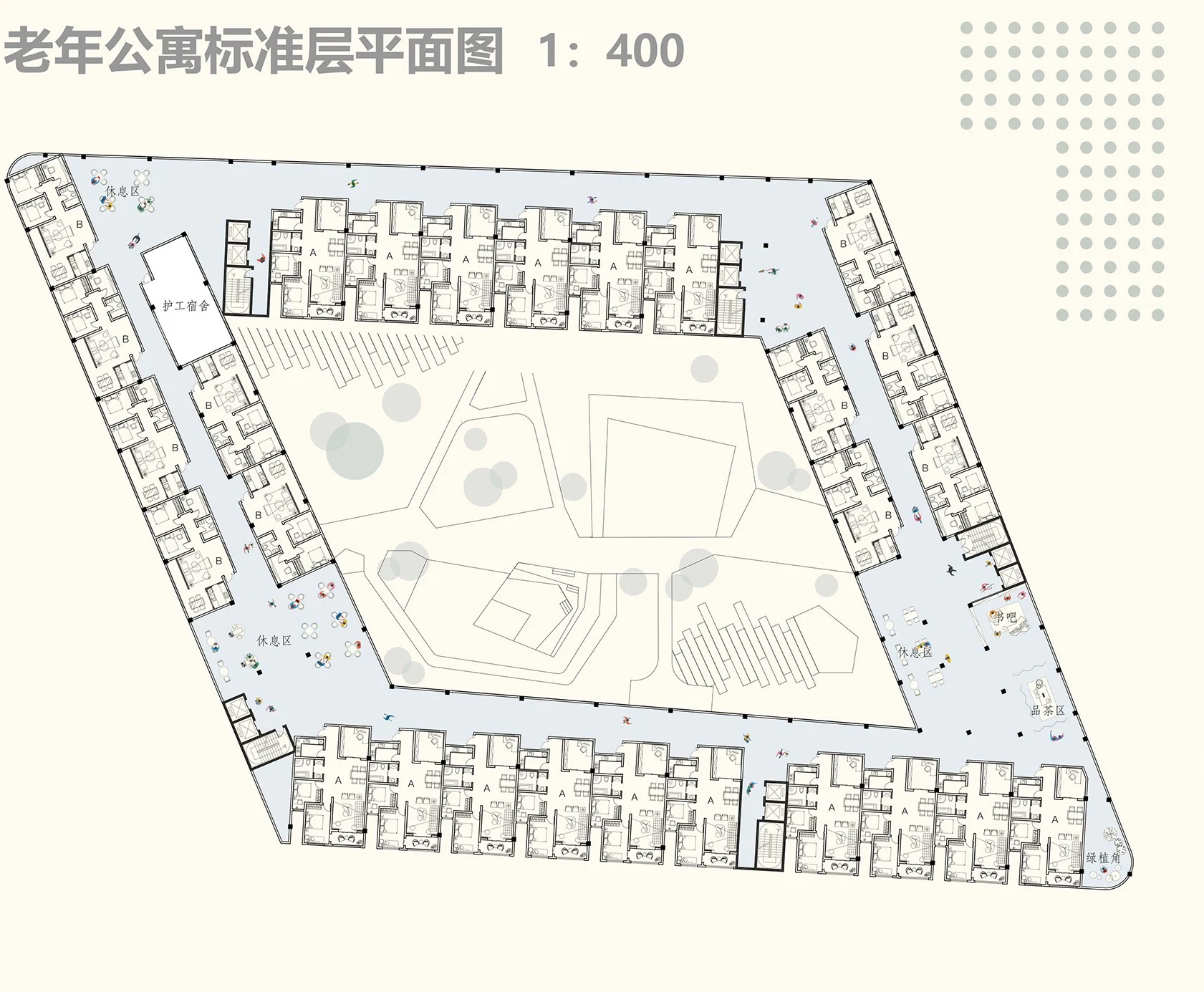 Communitin: Typical-floor plan, 1:400