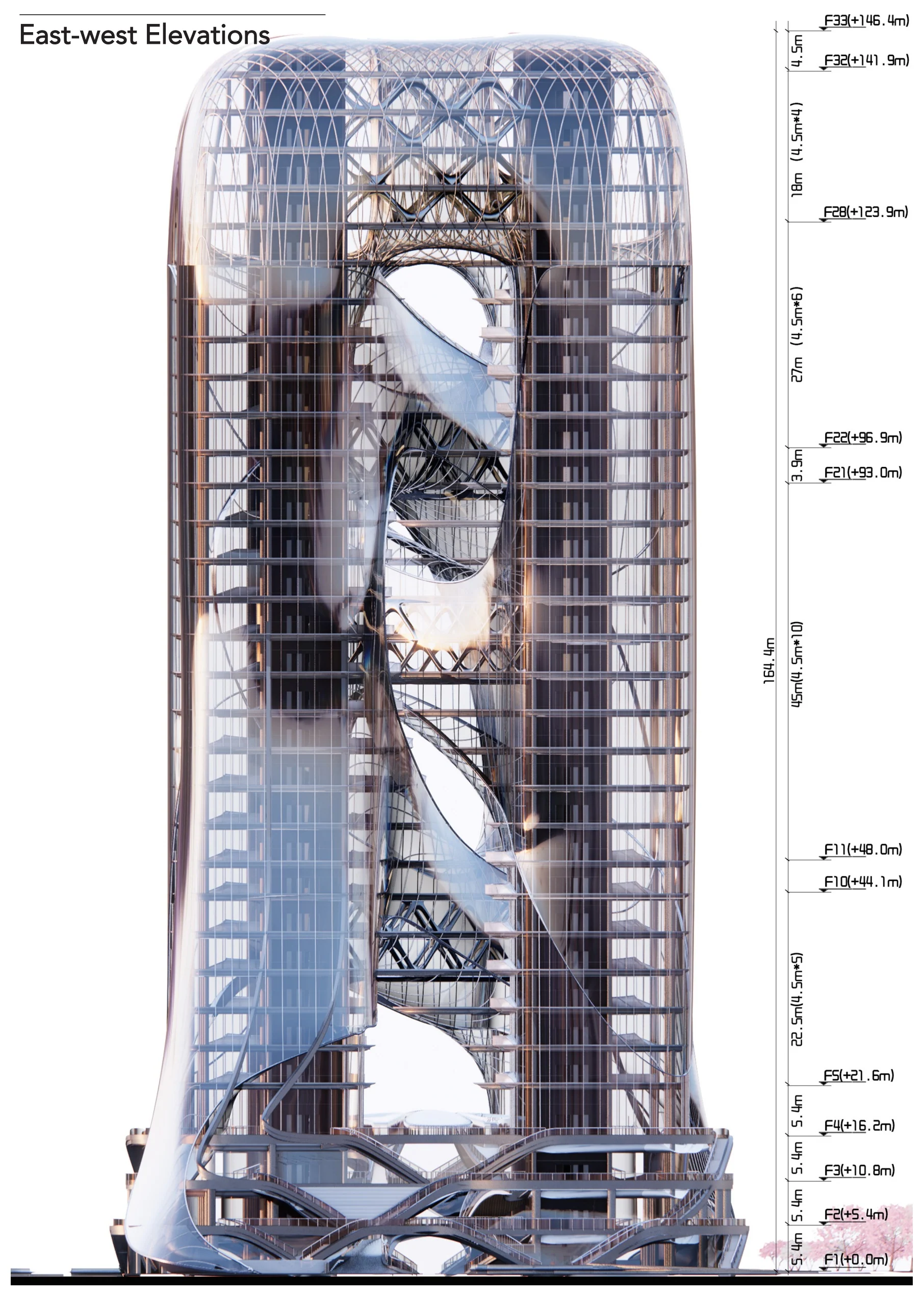Explorin: East-west elevations