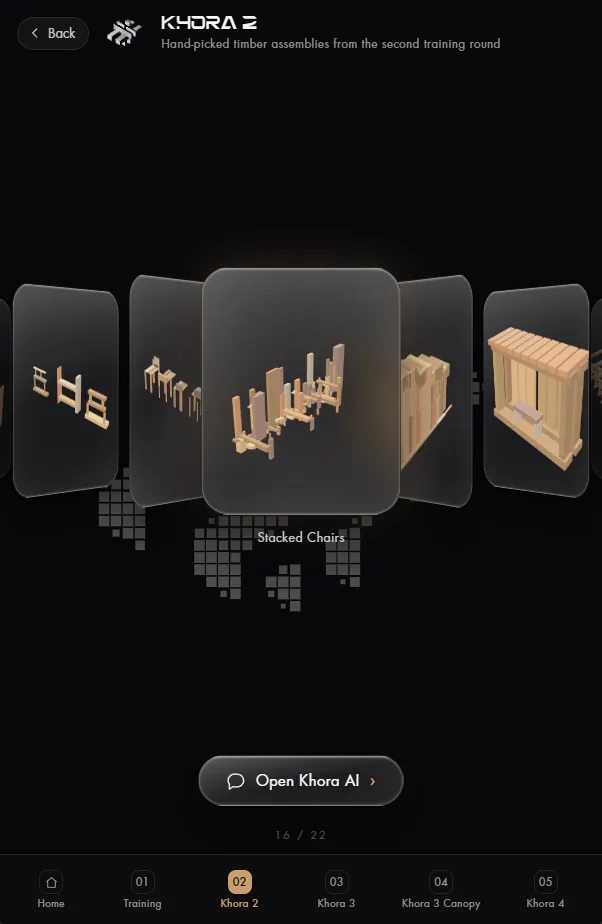 Khora: Khora 2: hand-picked timber assemblies from the second training round