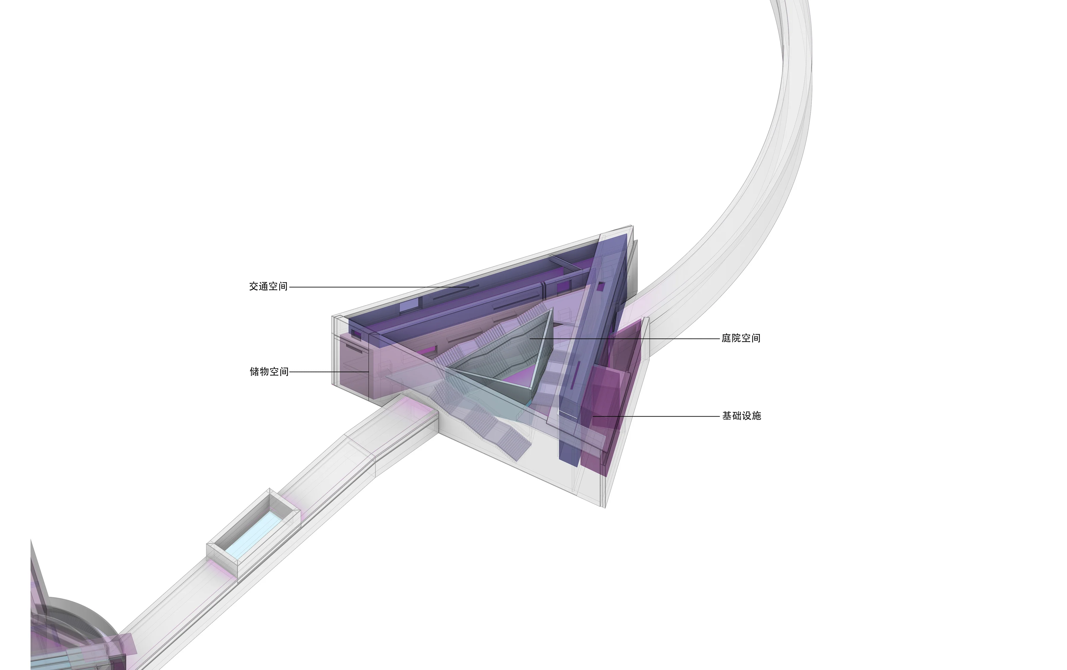 In Silence: Axonometric: entrance space