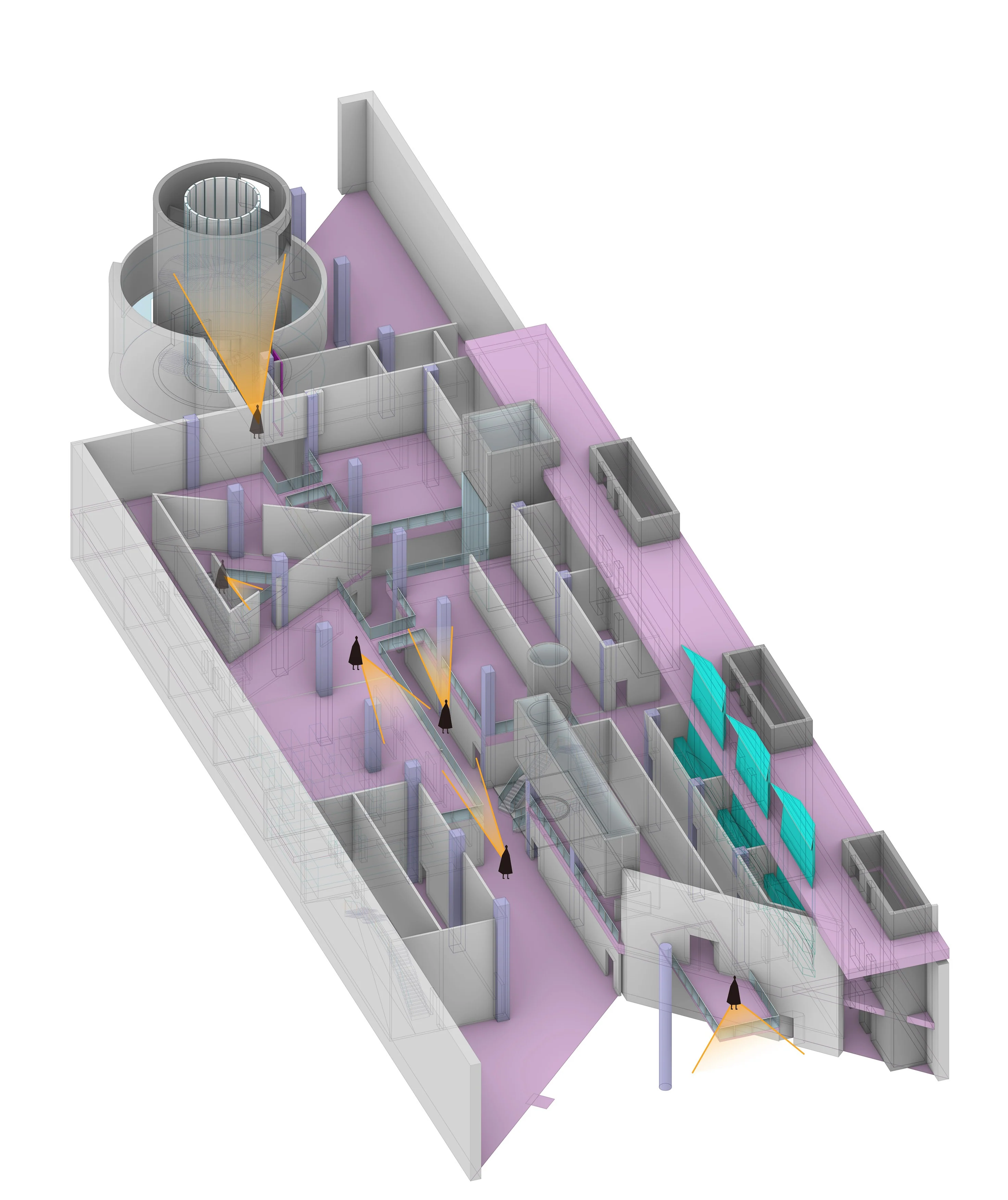 In Silence: Axonometric with the main routes