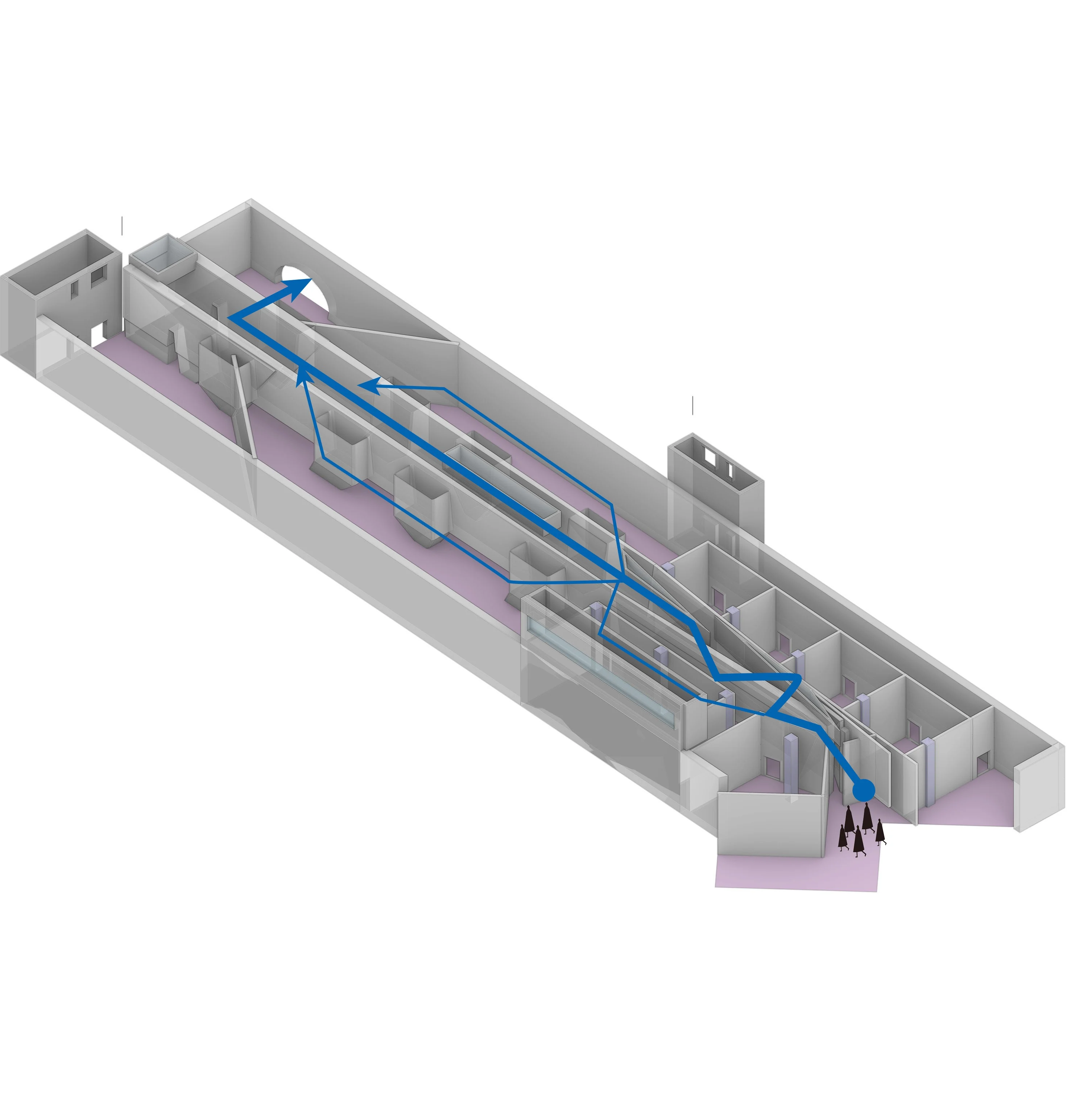 In Silence: Axonometric with the main routes