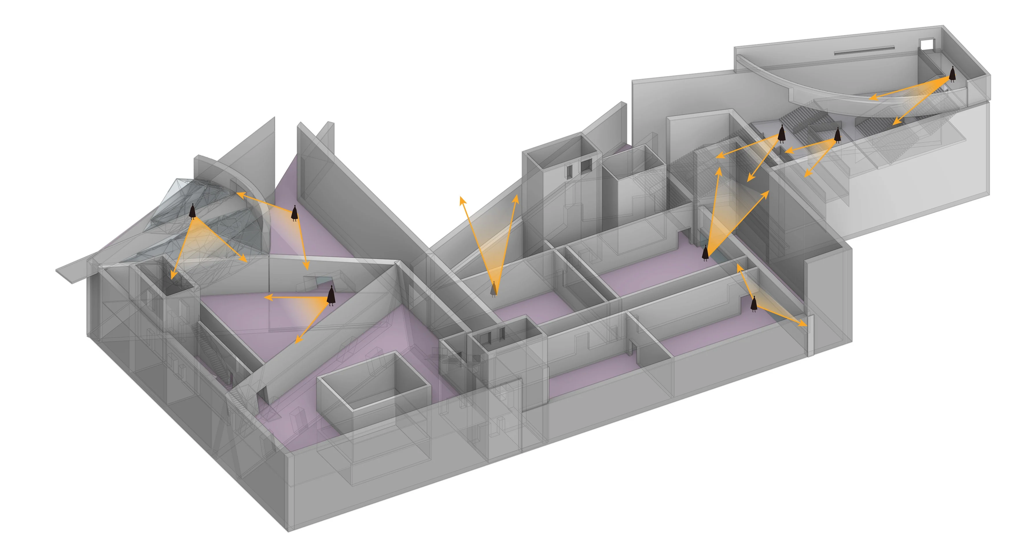 In Silence: Axonometric with the main routes