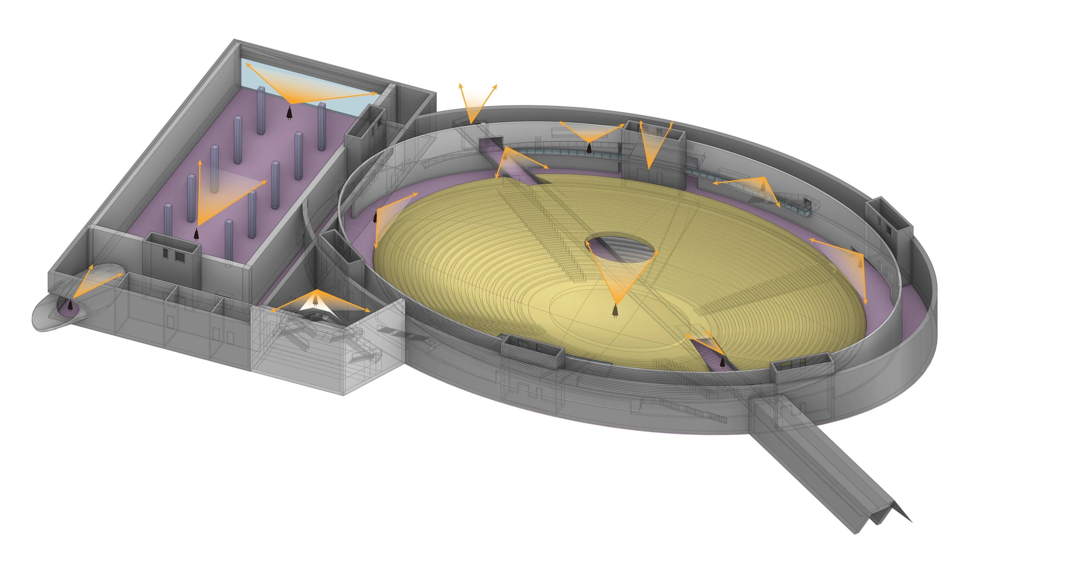 In Silence: Axonometric with the main routes