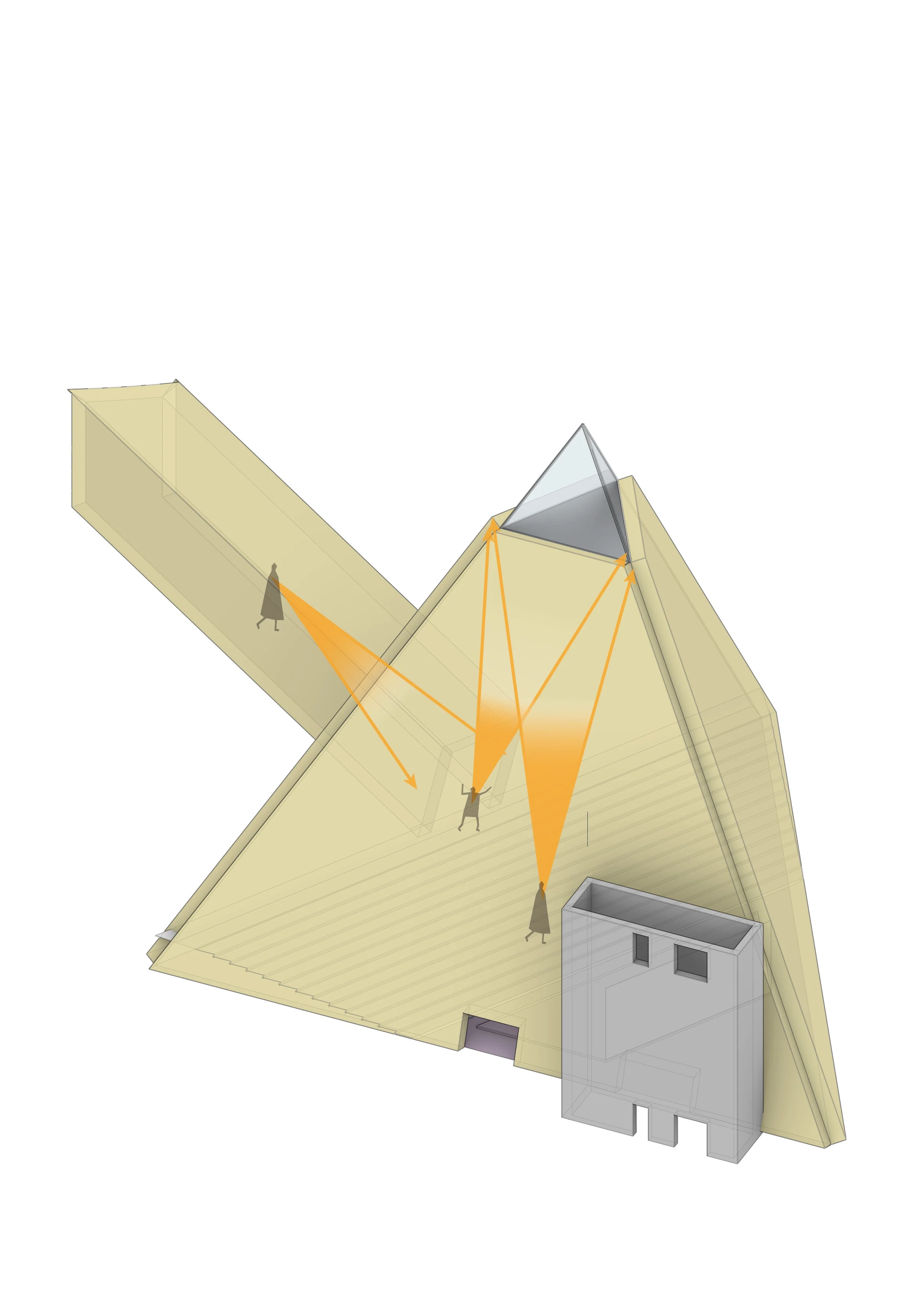 In Silence: Triangular lecture hall: axonometric (2/2)