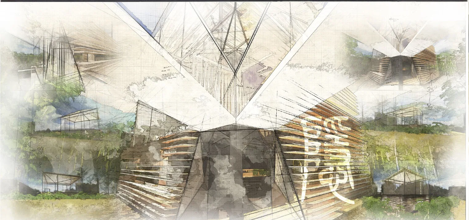Yin: The building among its trees